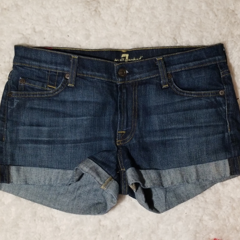 Dark Blue Denim Jean Shorts - Womens